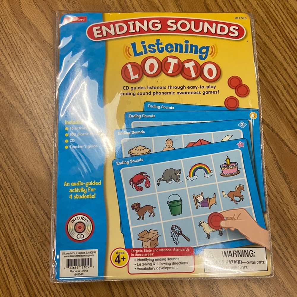 Lakeshore Learning Ending Sounds Listening Lotto NEW